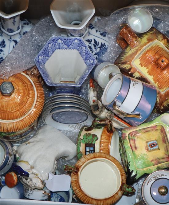 A quantity of porcelain including Chinese blue and white plate, Staffordshire etc.